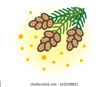 Illustration with cedar pollen scattered