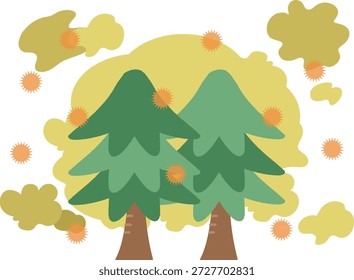 Illustration der Zedernpollenstreuung