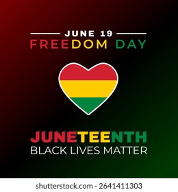 Illustration to Celebrate Juneteenth Freedom Day. Black Lives Matter. Gradient Background.