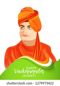 illustration of celebrate swami vivekananda jayanti Background.