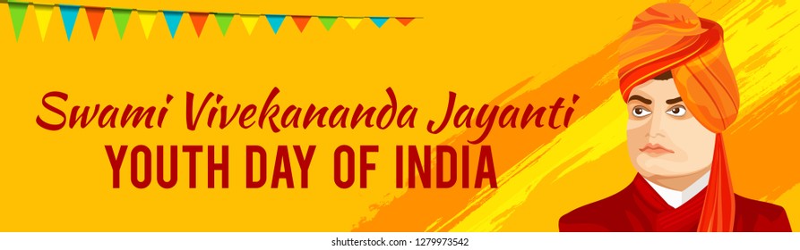 illustration of celebrate swami vivekananda jayanti Background.