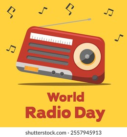 illustration for celebrate world radio day in flat style