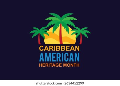Illustration celebrating caribbean american heritage month with palms and sunset design