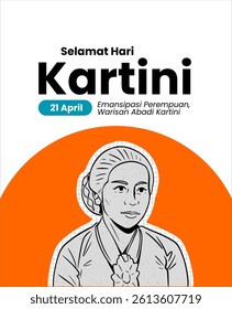 An illustration celebrating Kartini Day, honoring R.A. Kartini’s legacy in women's emancipation in Indonesia