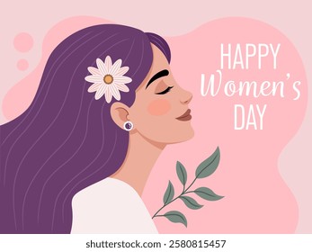 Illustration celebrating women's day, suitable for use as a greeting or women's day poster.