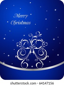 Illustration celebration card with abstract christmas floral tree - vector