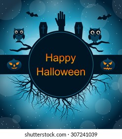 Illustration Celebration Card for Halloween Party, Abstract Dark Background - Vector