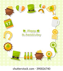 Illustration Celebration Card with Traditional Symbols for St. Patricks Day - Vector
