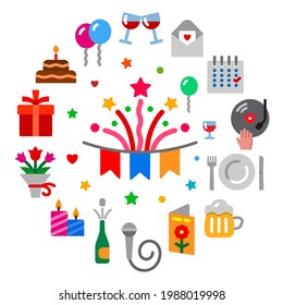 illustration of the celebration and events concept flat icon