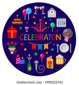illustration of the celebration and events concept flat icon