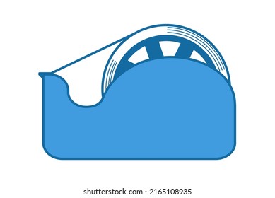 Illustration Of Cellophane Tape Tape Dispenser Line Drawing Blue