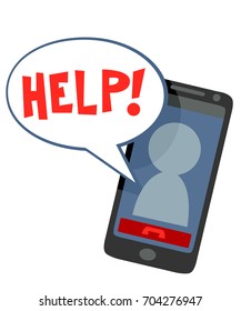 Illustration of a Cellphone with a Caller Asking for Help