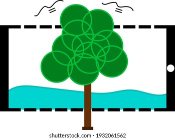 illustration of cellphone combination with landscape logo design