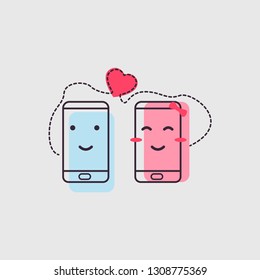 illustration of a cellphone with a line