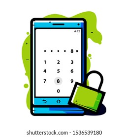 
illustration of a cellphone and a padlock