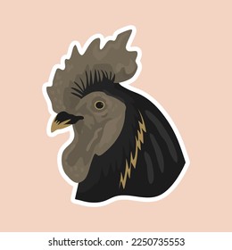 illustration of a cemani chicken head using a hand-drawn technique. a close-up of the head of a cemani chicken 