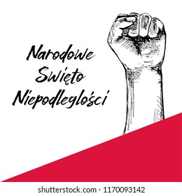 Illustration for the centennial of independence of Poland. Text in Polish: National Independence Day. Vector illustration