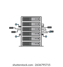 Illustration of a Central Server with Several Connected Servers Network Hub
