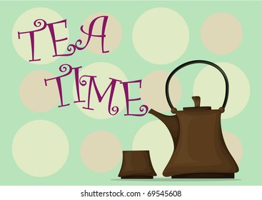 illustration of ceramic tea pot with background.
