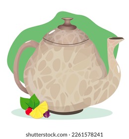 illustration of a ceramic teapot. vector teapot, hollow teapot