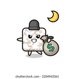 Illustration of ceramic tile cartoon is stolen the money , cute design