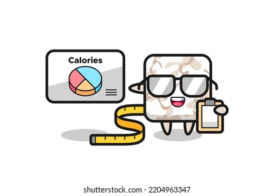 Illustration of ceramic tile mascot as a dietitian , cute design