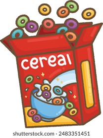 illustration of cereal box with colorful loops