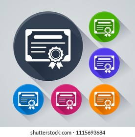 Illustration of certificate circle icons with shadow