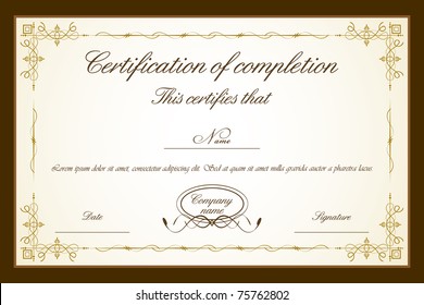 illustration of certificate template with floral frame