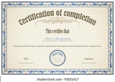 illustration of certificate template with floral frame