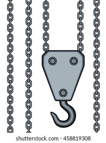 Illustration of the chains and winch hook