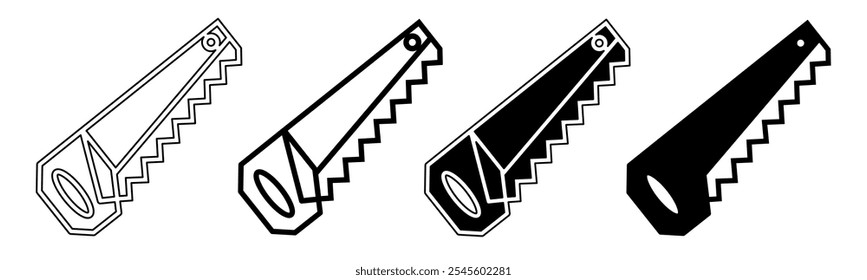 Illustration of a chainsaw. Chainsaw icon collection. Stock vector illustration.