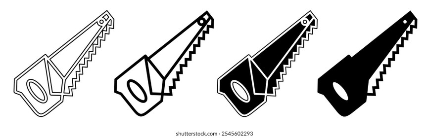 Illustration of a chainsaw. Chainsaw icon collection. Stock vector illustration.