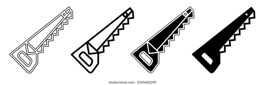 Illustration of a chainsaw. Chainsaw icon collection. Stock vector illustration.
