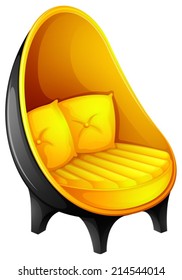 Illustration of a chair with pillows on a white background