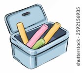 Illustration of Chalk Box Representing the Education Industry Isolated on White Background. Chalk Box for Classroom Use, Chalk Set for Learning and Art