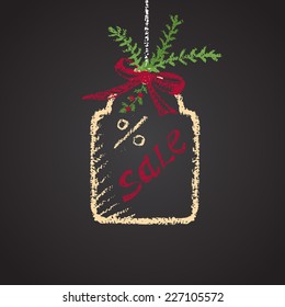 Illustration of chalk painted colored New Year's label with text. Happy New Year theme.