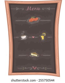 Illustration of a Chalkboard Menu Highlighting the Specialties of the Restaurant