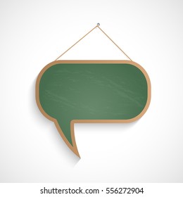 Illustration of a chalkboard shaped like a chat bubble.