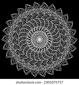 Illustration of a chalk-style mandala and dream catcher on a blackboard background