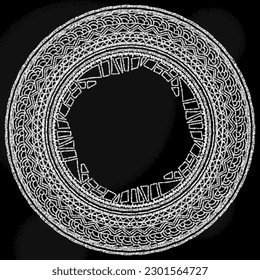 Illustration of a chalk-style mandala and dream catcher on a blackboard background