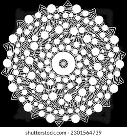 Illustration of a chalk-style mandala and dream catcher on a blackboard background