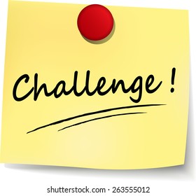 illustration of challenge yellow note on white background