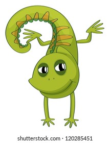 Illustration of a chameleon on a white background