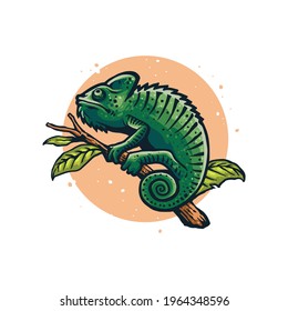 illustration chameleon for tshirt design