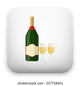 illustration of Champagne bottle with glass icon