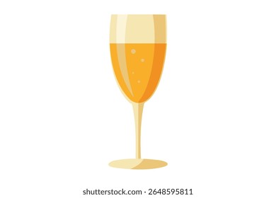Ilustração de um copo de champanhe cheio de espumante, vinho espumante dourado. Um símbolo de luxo, celebração e prazer sofisticado. Ideal para eventos, temas de festas e conceitos de decoração.