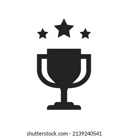 illustration of champion cup icon, 3 stars. winner.