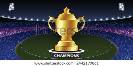 illustration of champions golden trophy with stadium.