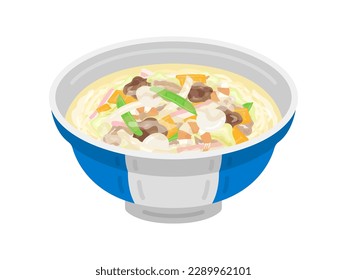 An illustration of champon in a bowl.